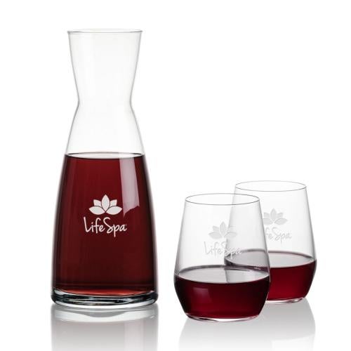 Corporate Recognition Gifts - Etched Barware - Winchester Carafe & Germain Stemless