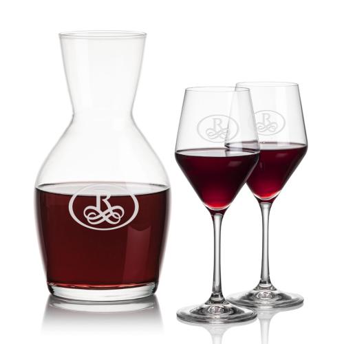 Corporate Recognition Gifts - Etched Barware - Westwood Carafe & Bengston Wine