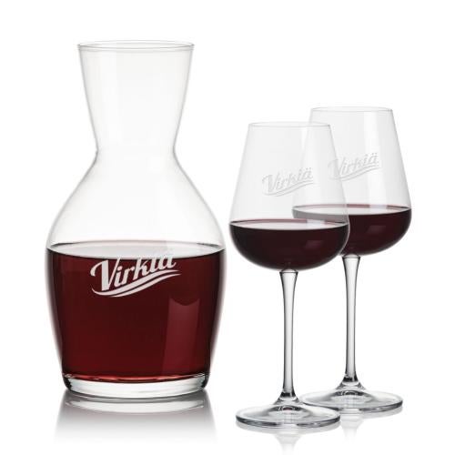 Corporate Recognition Gifts - Etched Barware - Westwood Carafe & Breckland Wine