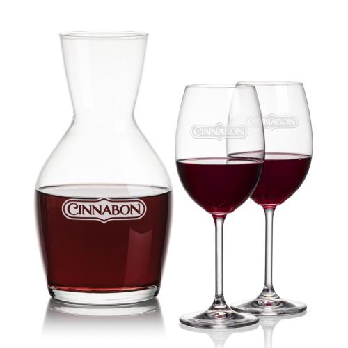Corporate Recognition Gifts - Etched Barware - Westwood Carafe & Blyth Wine