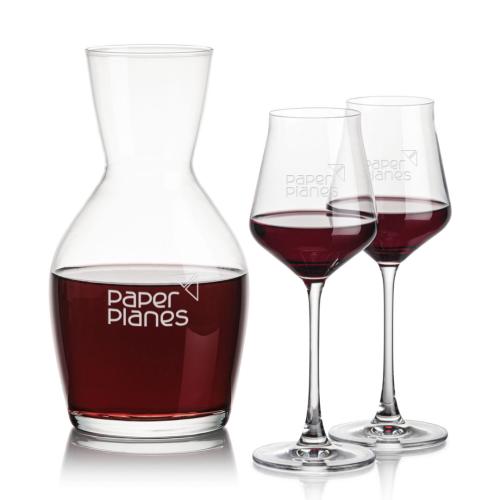 Corporate Recognition Gifts - Etched Barware - Westwood Carafe & Bretton Wine