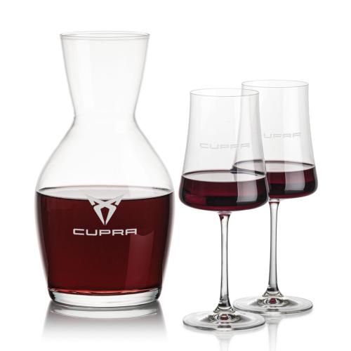 Corporate Recognition Gifts - Etched Barware - Westwood Carafe & Dakota Wine
