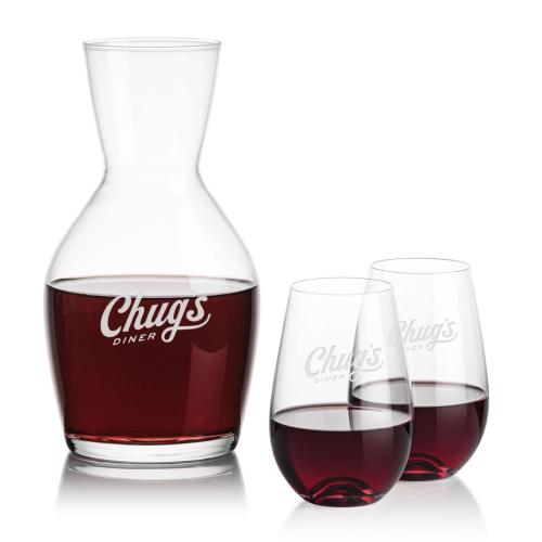 Corporate Recognition Gifts - Etched Barware - Westwood Carafe & Boston Stemless