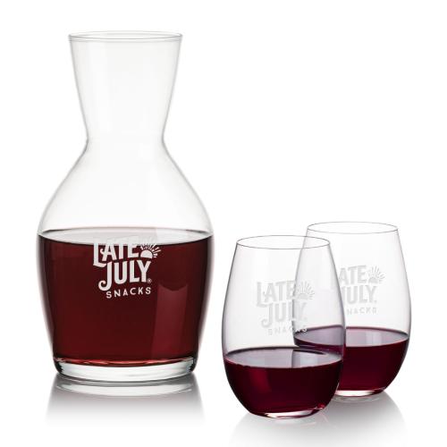Corporate Recognition Gifts - Etched Barware - Westwood Carafe & Laurent Stemless