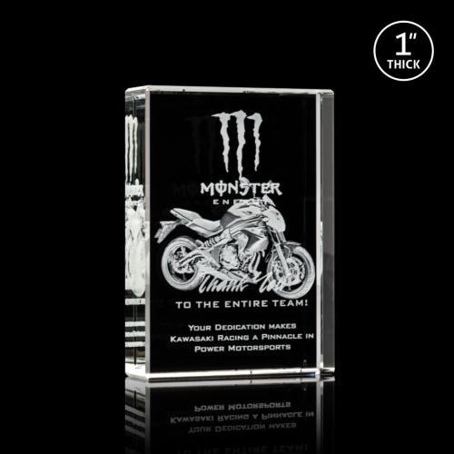 Corporate Awards - Modern Awards - York 3D Rectangle Crystal Award
