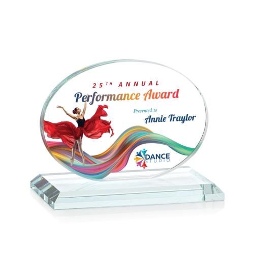 Corporate Awards - Full Color Awards - Austin (Horiz) Full Color  Clear Circle Crystal Award