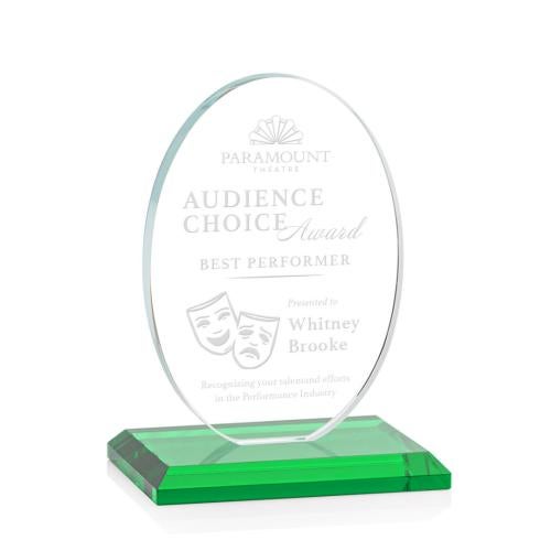 Corporate Awards - Glass Awards - Colored Glass Awards - Austin Green (Vert) Circle Crystal Award