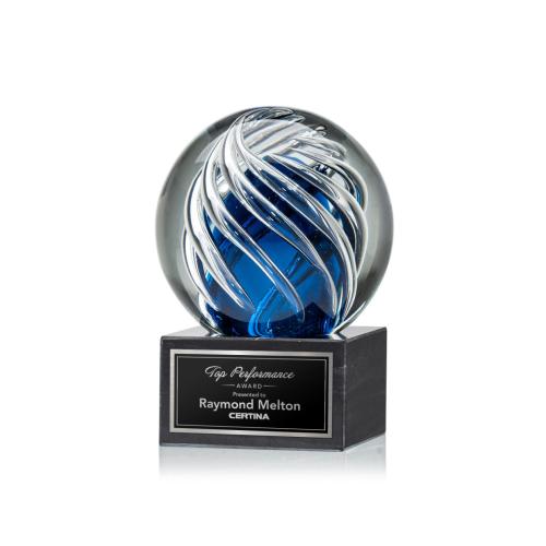 Corporate Awards - Modern Awards - Genista Spheres on Square Marble Base Glass Award