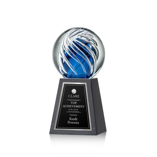 Corporate Awards - Modern Awards - Genista Spheres on Tall Marble Base Glass Award