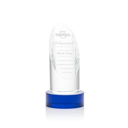 Corporate Awards - Crystal Awards - Crystal Pillar Awards - Lauder Blue on Base Obelisk Crystal Award