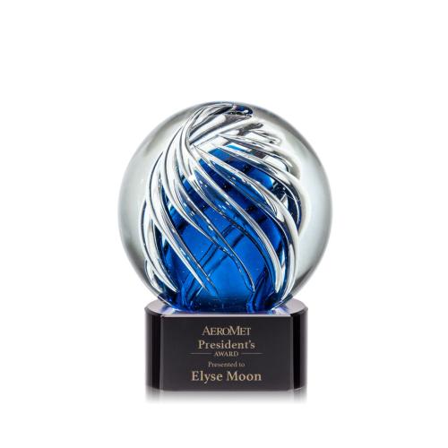 Corporate Awards - Modern Awards - Genista Black on Paragon Base Spheres Glass Award