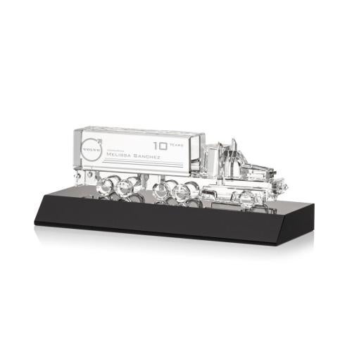 Corporate Awards - Truck Drive Awards - Crystal 18 Wheeler on Base - Black