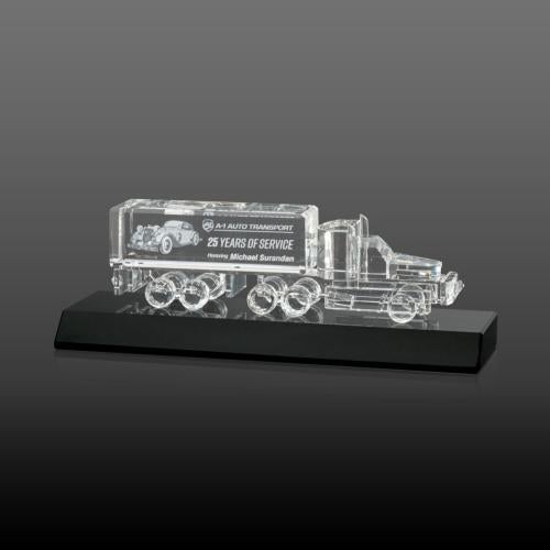 Corporate Awards - Modern Awards - Crystal 18 Wheeler on Base 3D - Black