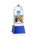 Clarington Full Color Blue on Base Obelisk Crystal Award