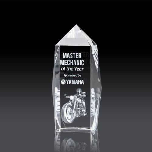 Corporate Awards - Crystal Awards - Crystal Pillar Awards - Bloomington Obelisk 3D Crystal Award