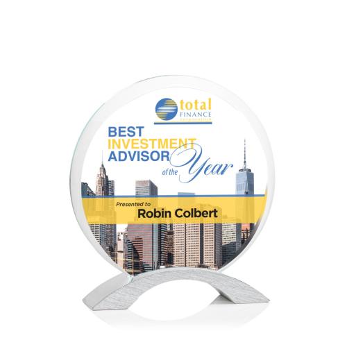 Corporate Awards - Metal Awards - Dunlap Full Color Circle Crystal Award