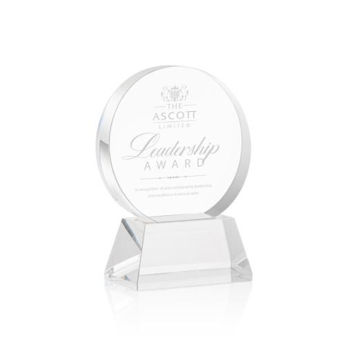Corporate Awards - Employee Awards - Glenwood Clear on Base Circle Crystal Award