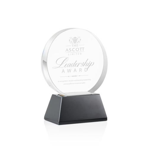 Corporate Awards - Employee Awards - Glenwood Black on Base Circle Crystal Award