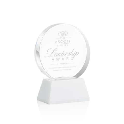 Corporate Awards - Employee Awards - Glenwood White on Base Circle Crystal Award
