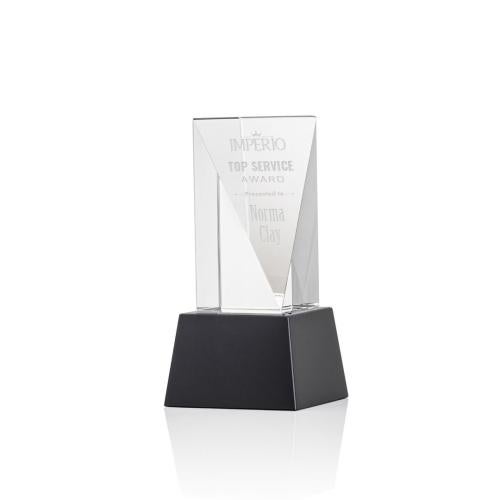 Corporate Awards - Crystal Awards - Crystal Pillar Awards - Easton Black on Base Obelisk Crystal Award