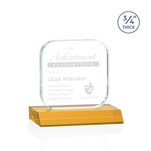 Corporate Awards - Glass Awards - Colored Glass Awards - App Amber Crystal Award