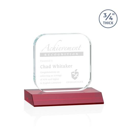 Corporate Awards - Crystal Awards - Colored Crystal - Red Crystal Awards - App Red Crystal Award