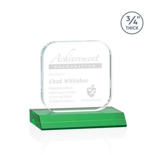Corporate Awards - Glass Awards - Colored Glass Awards - App Green Crystal Award