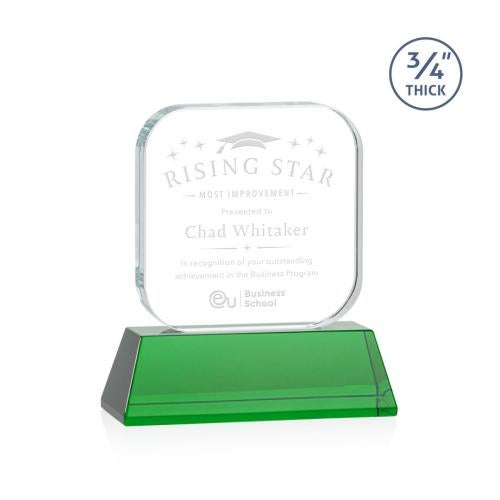 Corporate Awards - Glass Awards - Colored Glass Awards - App Green on Newhaven Crystal Award