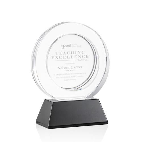 Corporate Awards - Crystal Awards - Templeton Black on Base Circle Crystal Award