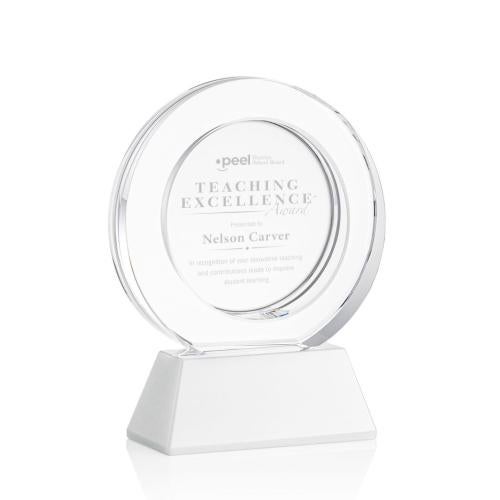 Corporate Awards - Crystal Awards - Templeton White on Base Circle Crystal Award