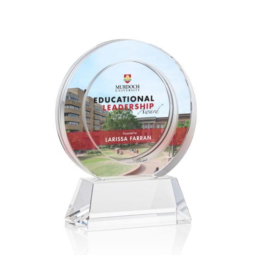 Corporate Awards - Crystal Awards - Templeton Full Color Clear on Base Circle Crystal Award