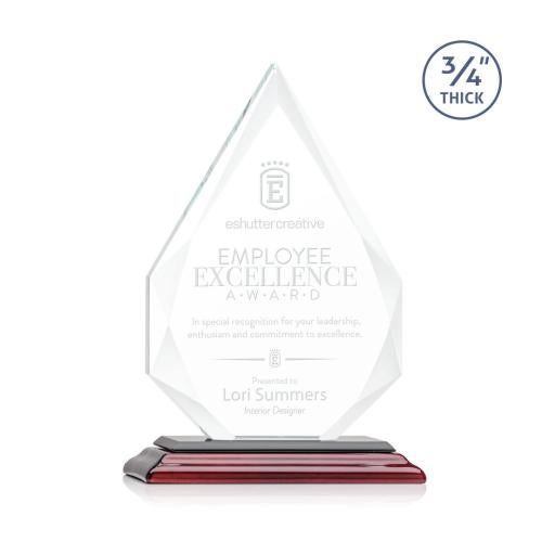 Corporate Awards - Eco Friendly Awards - Wood Awards - Hawthorne Rosewood Arch & Crescent Crystal Award