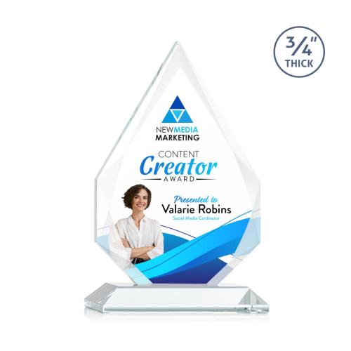 Corporate Awards - Full Color Awards - Hawthorne Full Color Clear Arch & Crescent Crystal Award