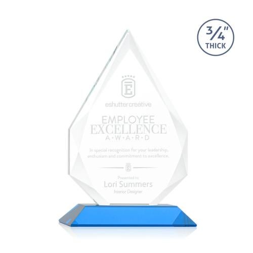 Corporate Awards - Crystal Awards - Hawthorne Sky Blue Arch & Crescent Crystal Award