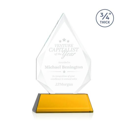 Corporate Awards - Glass Awards - Colored Glass Awards - Hawthorne Amber on Newhaven Arch & Crescent Crystal Award