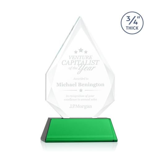 Corporate Awards - Glass Awards - Colored Glass Awards - Hawthorne Green on Newhaven Arch & Crescent Crystal Award