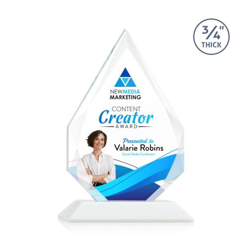 Corporate Awards - Full Color Awards - Hawthorne Full Color White Arch & Crescent Crystal Award