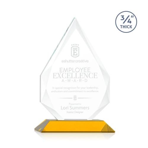 Corporate Awards - Glass Awards - Colored Glass Awards - Hawthorne Amber Arch & Crescent Crystal Award
