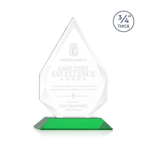 Corporate Awards - Glass Awards - Colored Glass Awards - Hawthorne Green Arch & Crescent Crystal Award