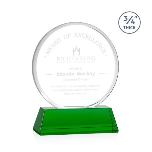 Corporate Awards - Glass Awards - Colored Glass Awards - Blackpool Green on Newhaven Circle Crystal Award