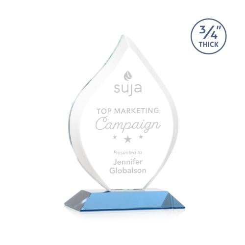 Corporate Awards - Crystal Awards - Crystal Flame Awards - Worthington Sky Blue Flame Crystal Award