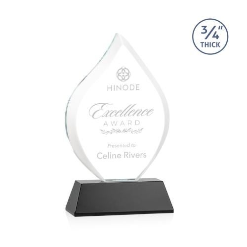 Corporate Awards - Crystal Awards - Crystal Flame Awards - Worthington Black on Newhaven Base Flame Crystal Award
