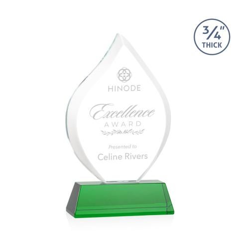 Corporate Awards - Crystal Awards - Crystal Flame Awards - Worthington Green on Newhaven Base Flame Crystal Award