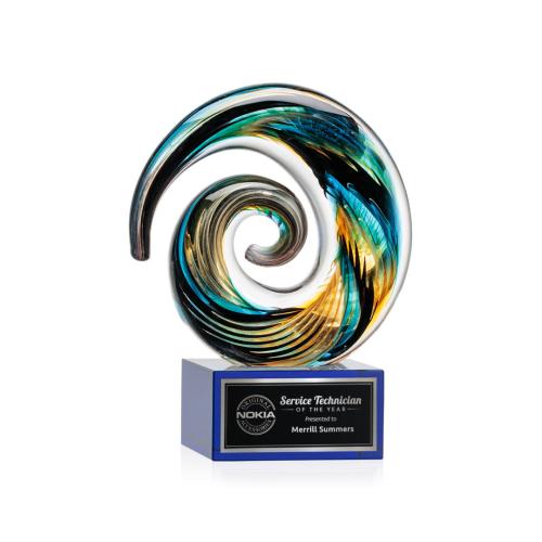 Corporate Awards - Modern Awards - Nazare Blue on Hancock Circle Glass Award