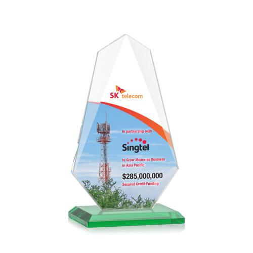 Corporate Awards - Glass Awards - Colored Glass Awards - Jemma Full Color Green Abstract / Misc Crystal Award