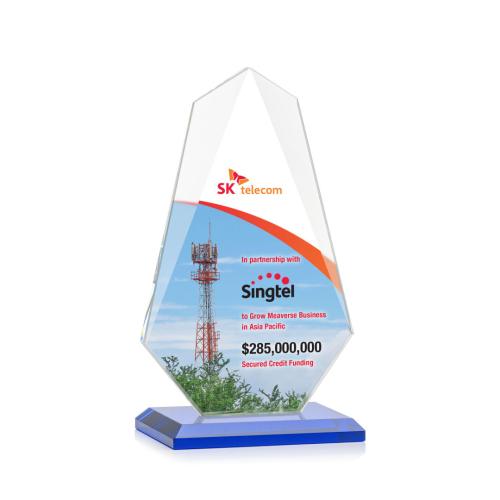 Corporate Awards - Glass Awards - Colored Glass Awards - Jemma Full Color Blue Abstract / Misc Crystal Award