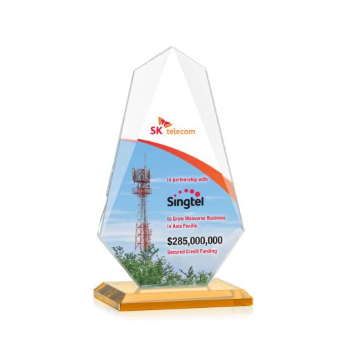 Corporate Awards - Glass Awards - Colored Glass Awards - Jemma Full Color Amber Abstract / Misc Crystal Award