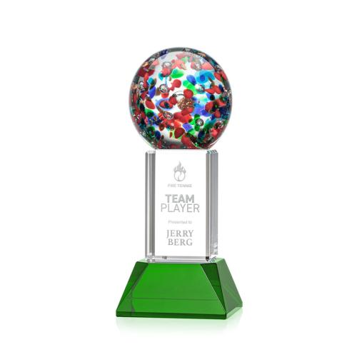 Corporate Awards - Modern Awards - Fantasia Green on Stowe Base Spheres Glass Award