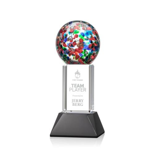 Corporate Awards - Modern Awards - Fantasia Black on Stowe Base Spheres Glass Award