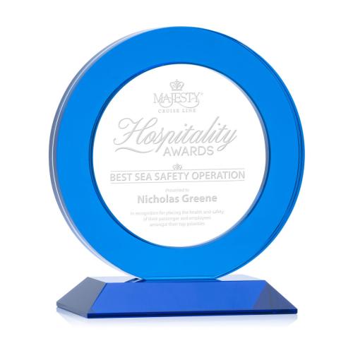 Corporate Awards - Glass Awards - Colored Glass Awards - London Blue Circle Crystal Award